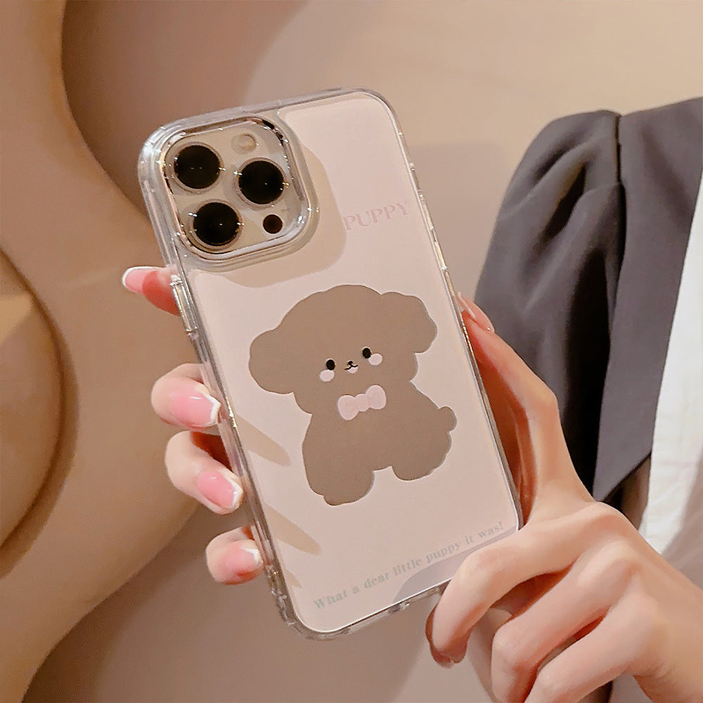 Cute cute pet dog iphone16 is suitable for 17promax Apple mobile phone case 15 electroplated mirror surface 11 generation 12