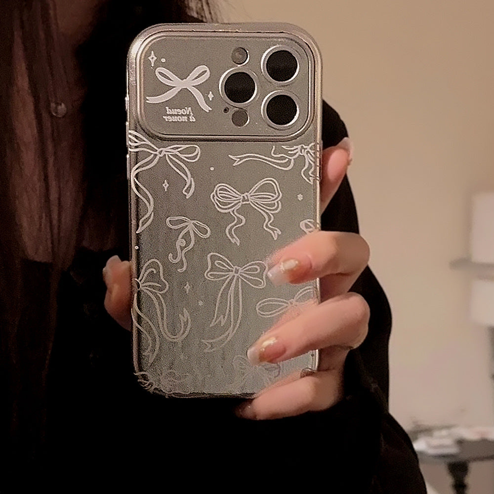 Japanese and Korean style is suitable for iphone16 Apple 15 mobile phone case 14promax full screen bow 17 leather 12 electroplating