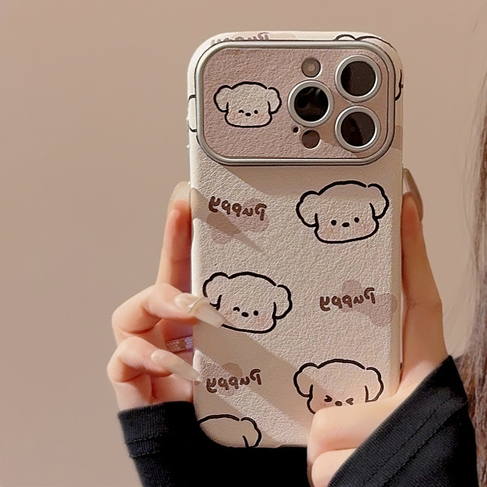 Cream cute puppy for iphone16 apple 15 mobile phone case 17promax cortex 11 generation hair 14 soft cover