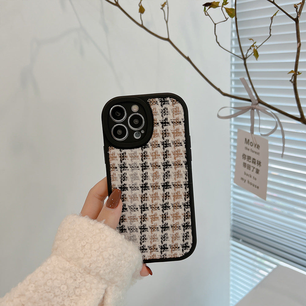 Flannel Xiaoxiangfeng 14pro max Apple phone case iPhone13 plaid 12 for 15 thousand bird grids 11 hair X