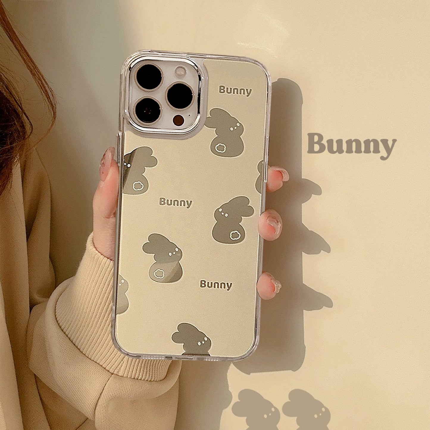 Original mirror rabbit iPhone15 iPhone case 17 creative 12 generation hair X/8 suitable for 14pro max set 11