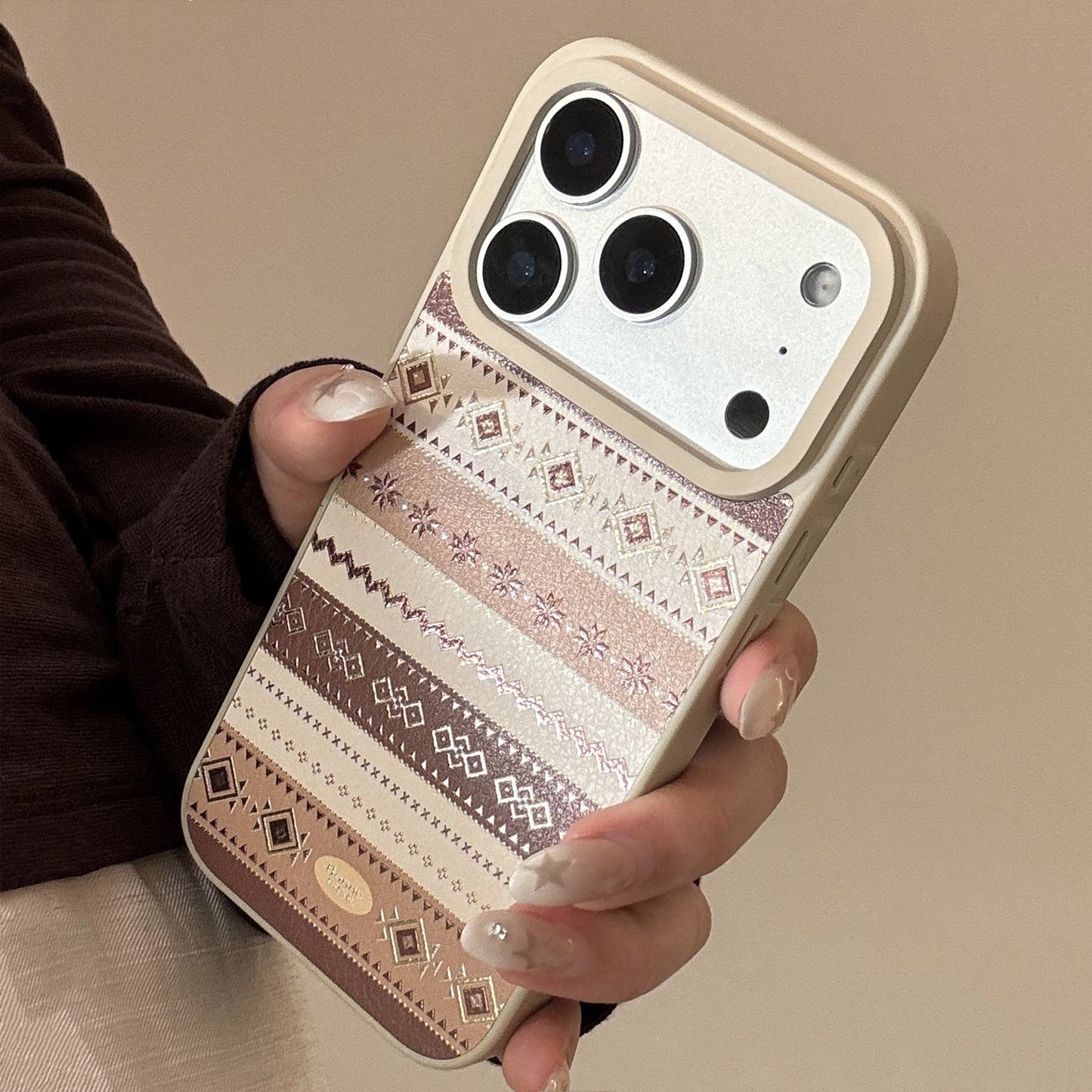 Gilt leather Apple 17promax mobile phone case 16 for iPhone15 personalized brown texture 13 Huawei Samsung