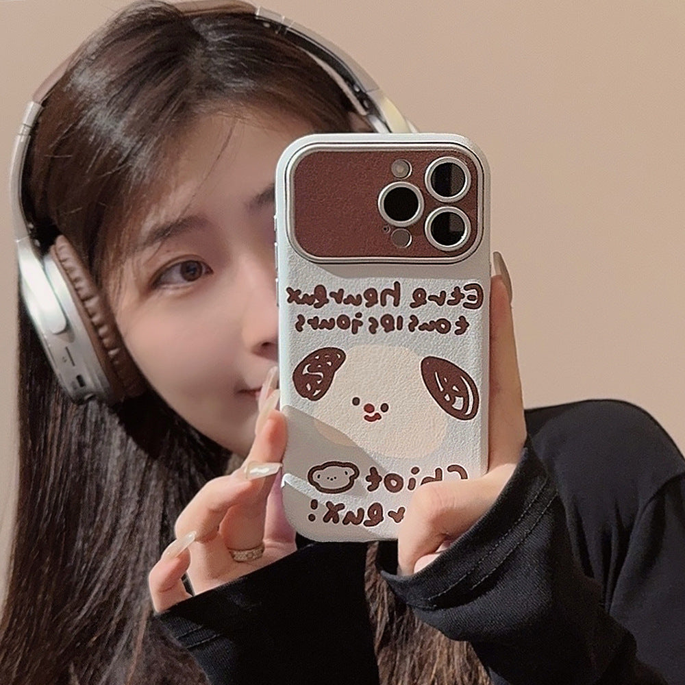 Leather cartoon animal suitable for 16 apple 15promax mobile phone case iphone14 couple 17 all-inclusive 13 Korean