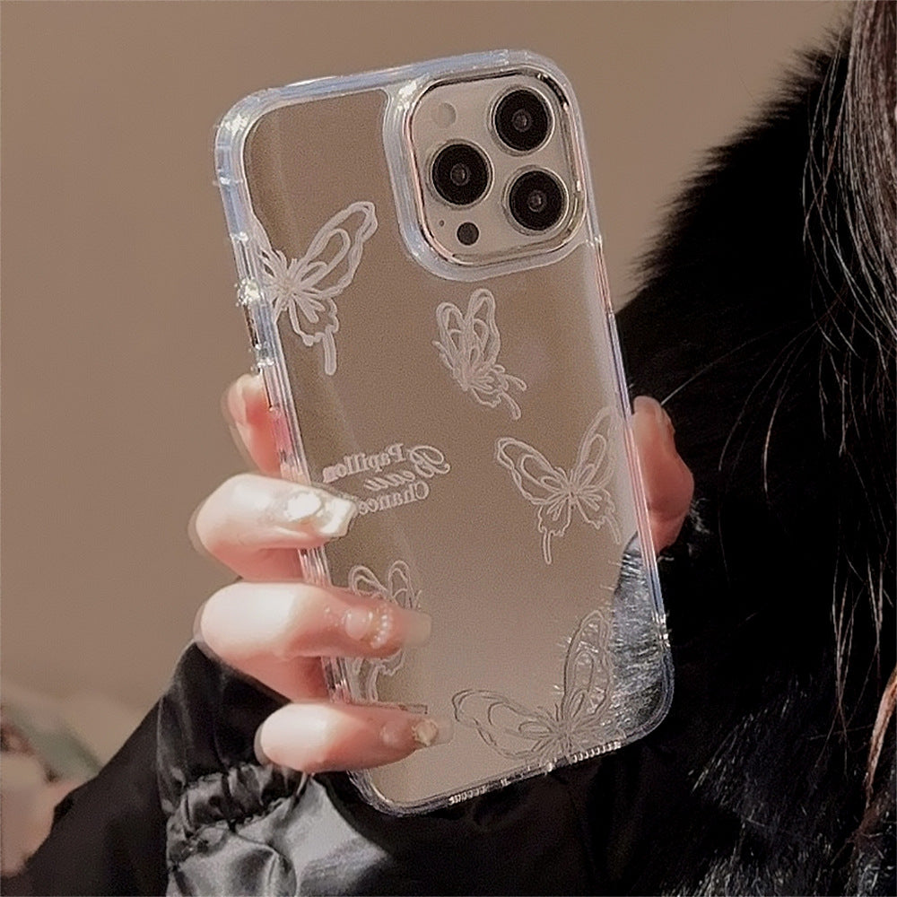Mirror surface is suitable for Apple 15 Pro mobile phone case max advanced butterfly iphone16 temperament 13 anti-drop 11 chain 17