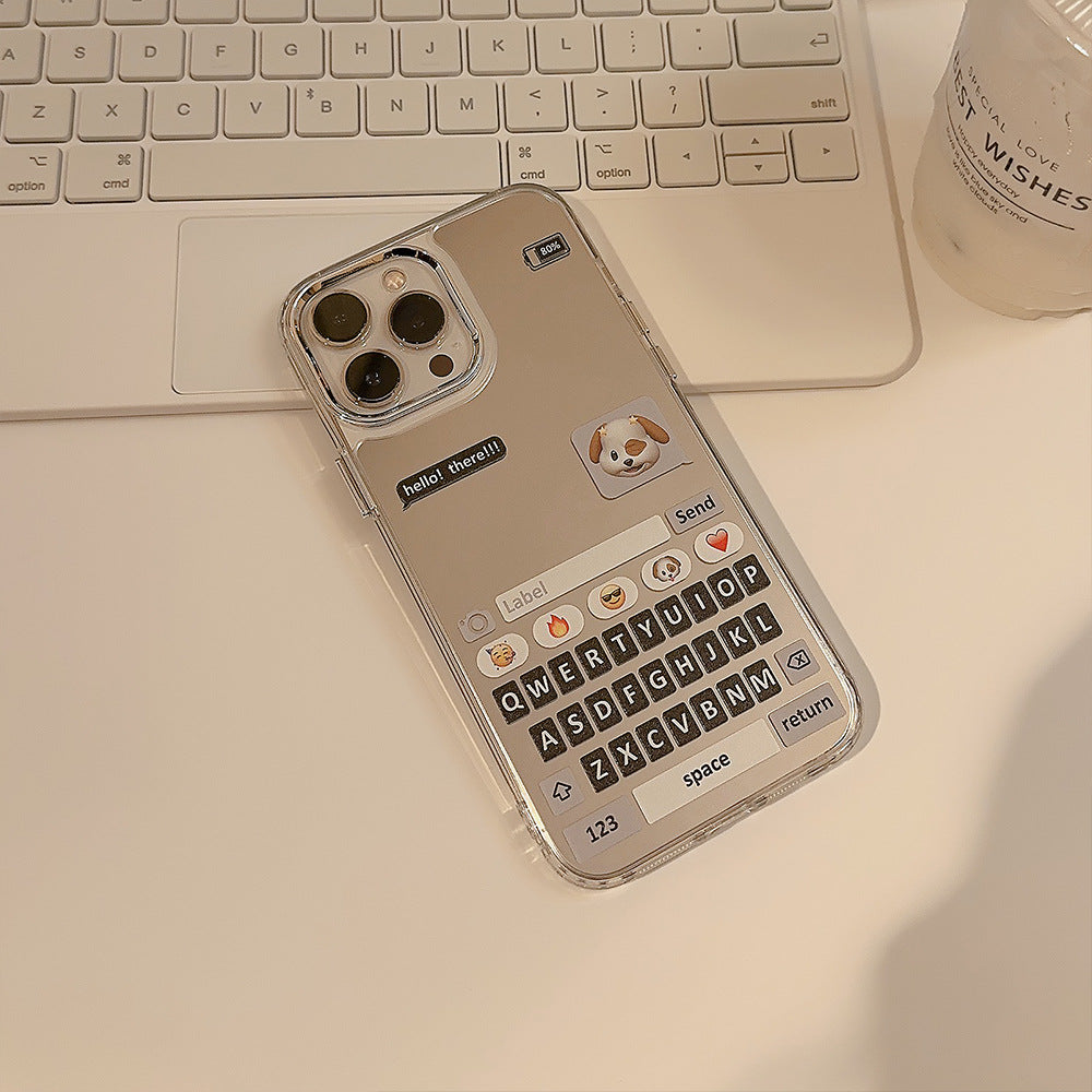 Simple ins apple phone case 17pro max mirror iphone16 men and women 13 advanced sense 11 makeup mirror 12