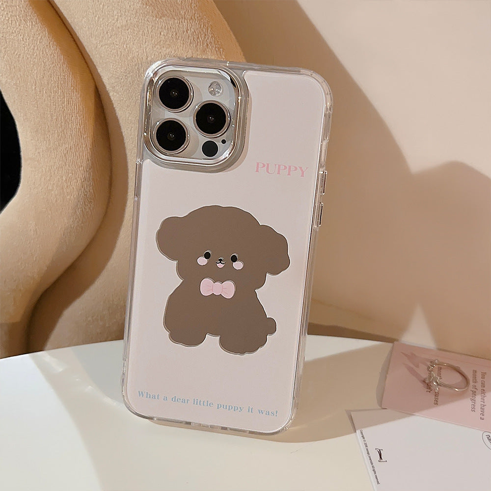 Cute cute pet dog iphone16 is suitable for 17promax Apple mobile phone case 15 electroplated mirror surface 11 generation 12