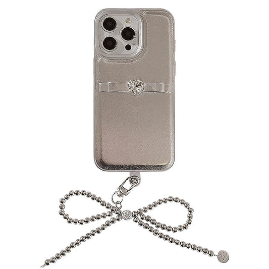 Three-dimensional French bow lanyard suitable for Apple 16 mobile phone case iPhone17promax temperament 11 leather case 13