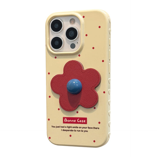Red flower apple 16 mobile phone case iphone17promax for 12 leather pattern three-dimensional 14 retro 13 anti-drop