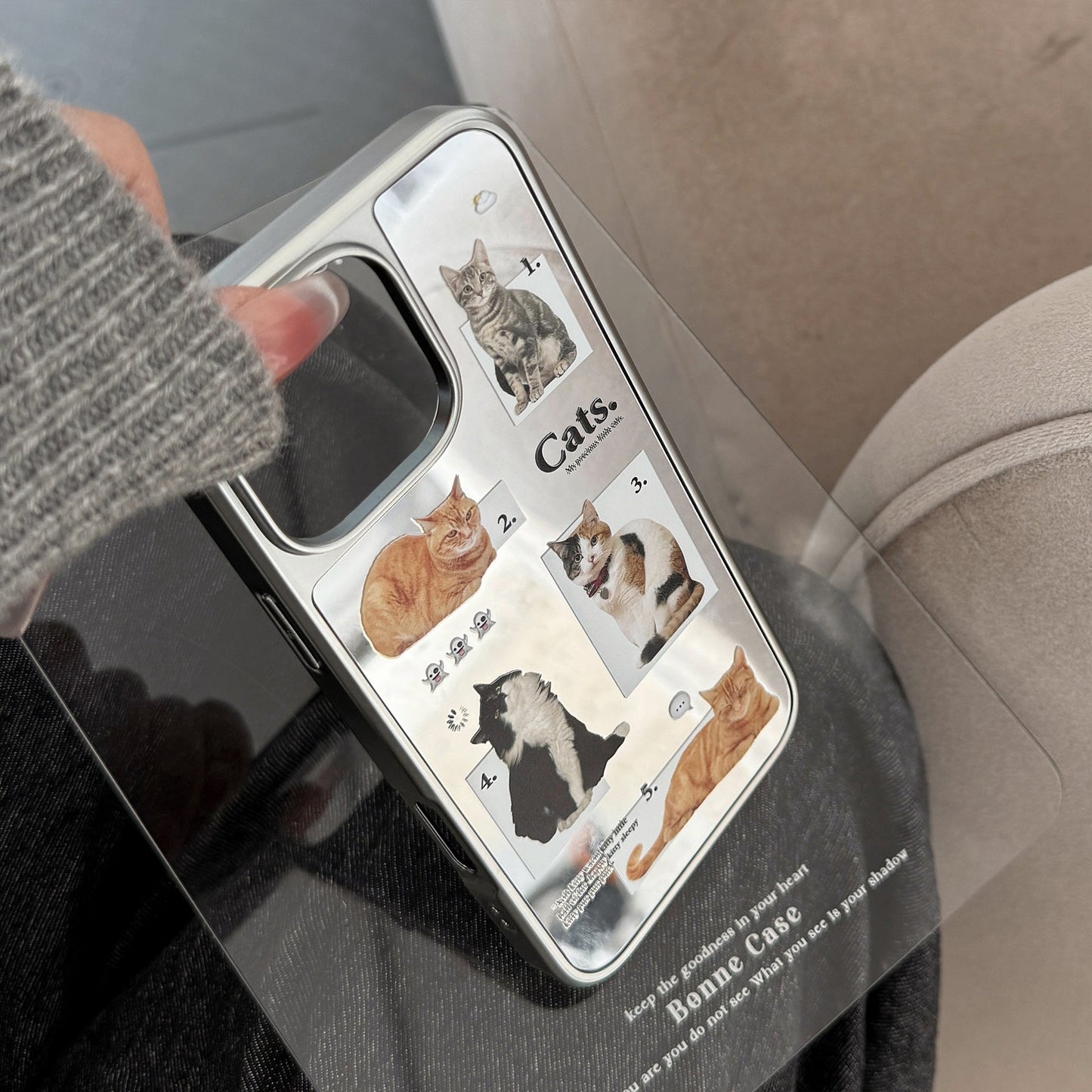 Cat daily application 16promax mobile phone case iphone17 mirror apple 15 electroplating silver 13 niche premium