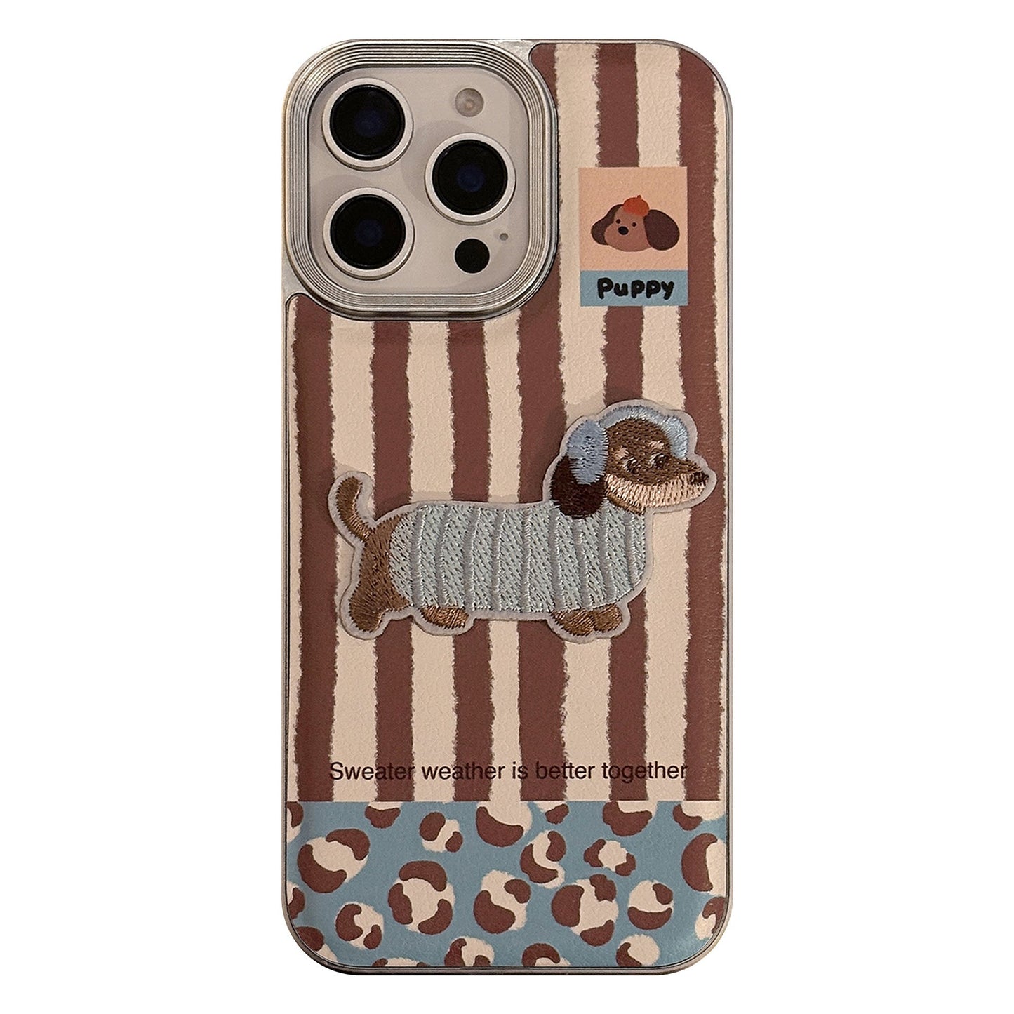 Fun three-dimensional puppy Apple 16 mobile phone case 17promax cortical three-dimensional 15 for iPhone13 electroplating 14