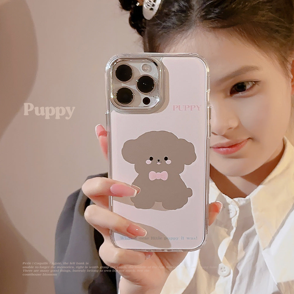 Cute cute pet dog iphone16 is suitable for 17promax Apple mobile phone case 15 electroplated mirror surface 11 generation 12