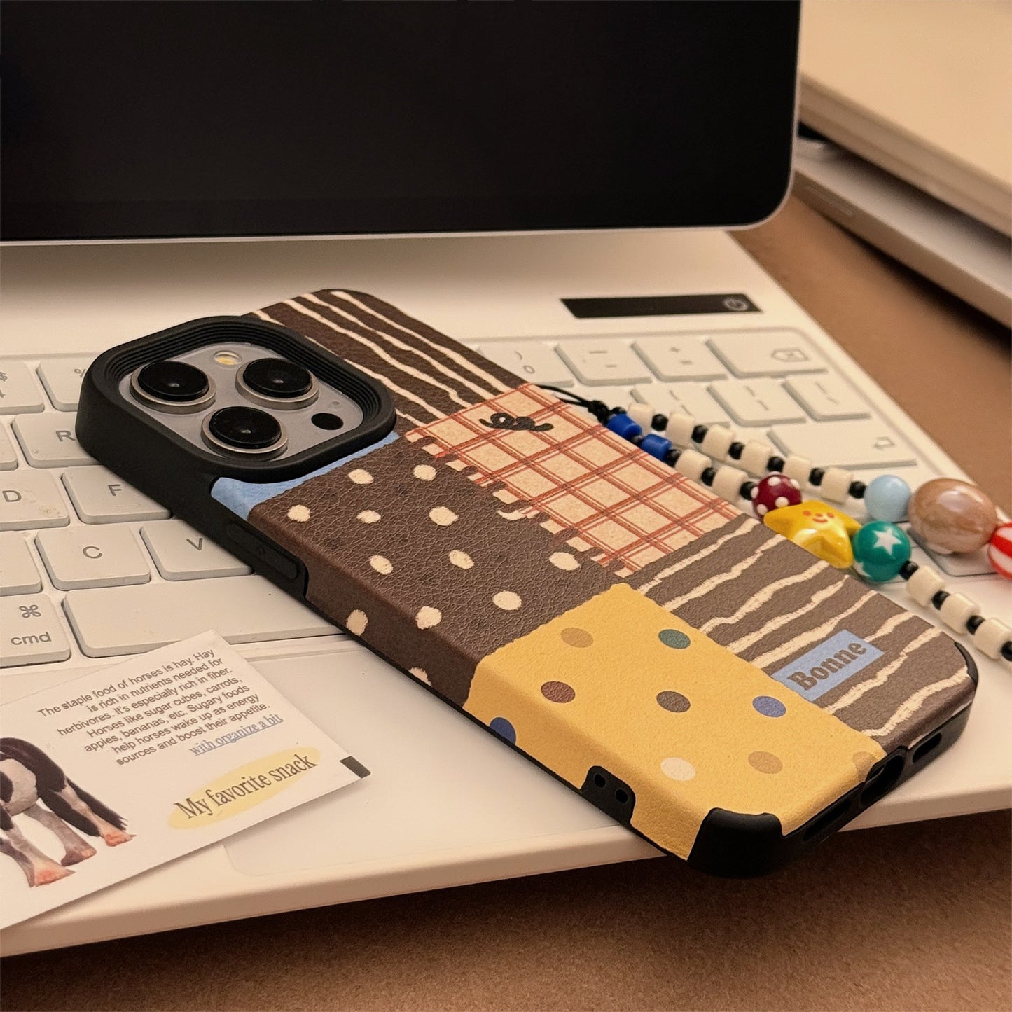 Retro ins polka dot splicing for iphone16 apple 17 mobile phone case 15pro max leather 14 lanyard 13