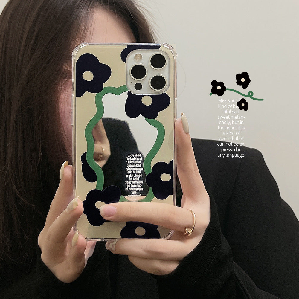 Mirror niche personality suitable for 17pro max apple iphone16 mobile phone case 14pro anti-drop 15/8 sets 11