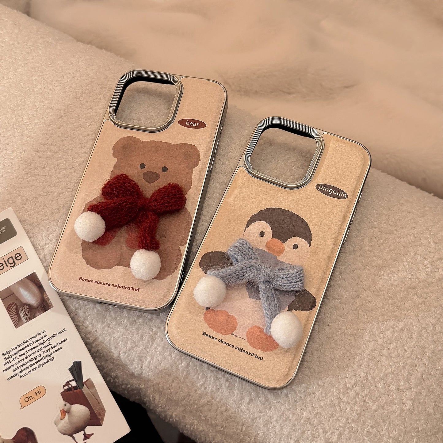 Fun plush animal Apple 16 mobile phone case 17promax cortex three-dimensional 15 suitable for iPhone13 hair generation