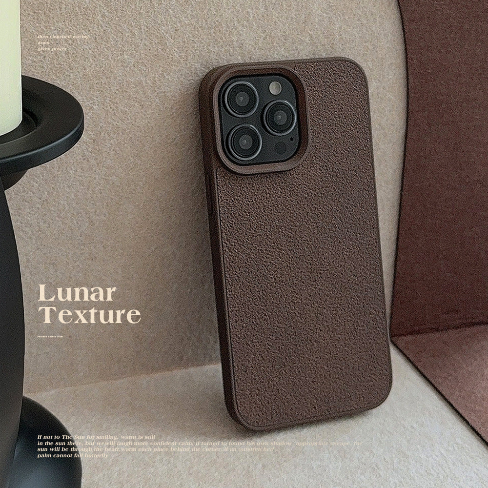 Dark brown moon pit pattern Apple 16 mobile phone case 14promax premium 11 for iPhone13 leather pattern 15 retro