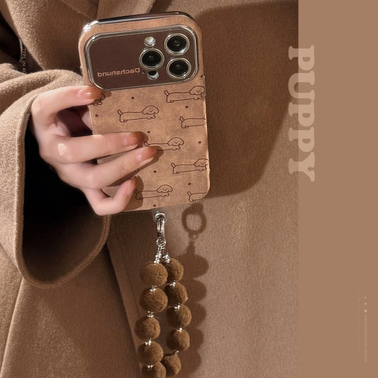 Zabawne linie szczeniaka flanela dla apple 15 etui na telefon komórkowy iphone16promax smycz 14 all-inclusive 17 miękka