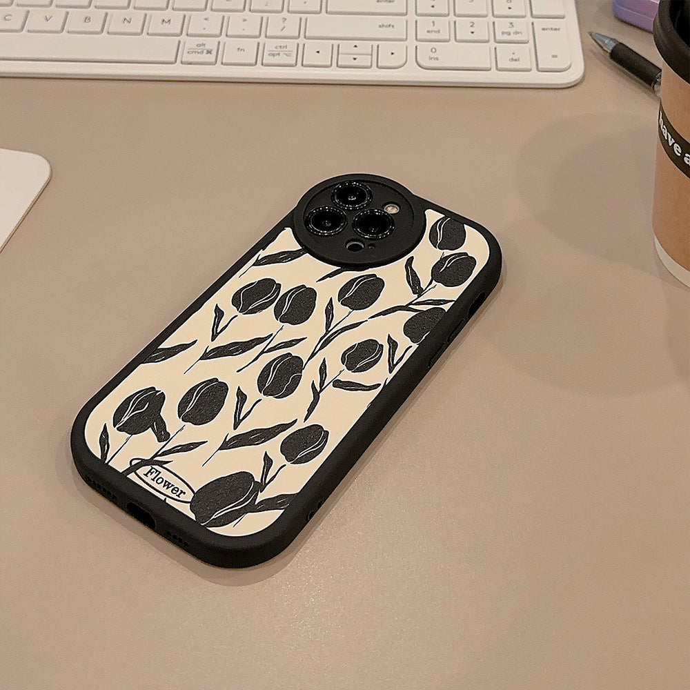 Cold wind tulip iPhone14Pro max for 13 iPhone case 15 Simple 11 Gen hair X Premium