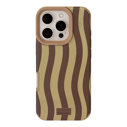 Leather personalized stripes for iphone17 Apple 15promax mobile phone case 14 premium retro 13 generation 16