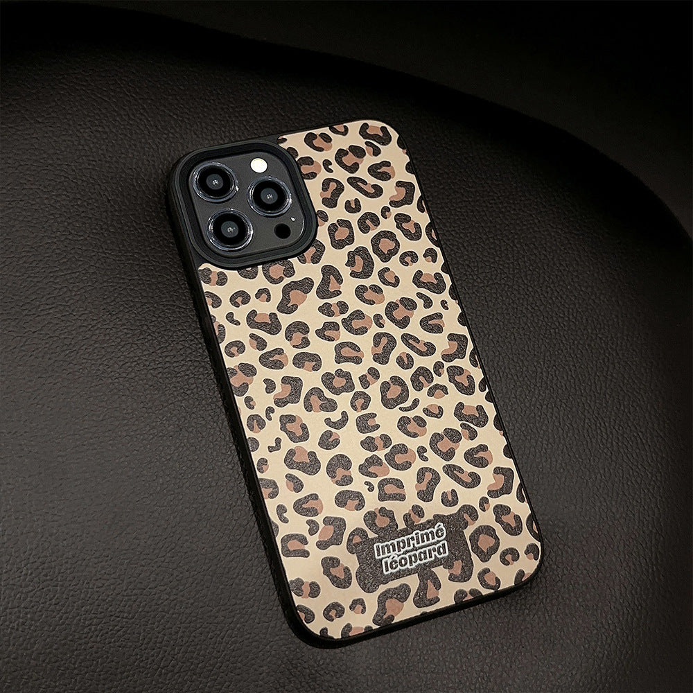 Maillard leopard print iPhone case iPhone16 autumn and winter 17 for 14 leather print 15promax autumn and winter personality