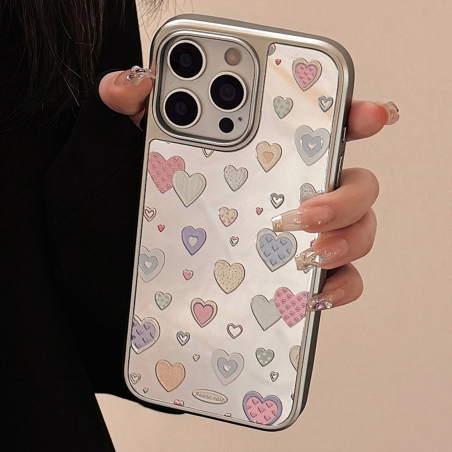 Gilt mirror is suitable for 16 Apple 17promax mobile phone case iphone14 color love 13 electroplating 11 Huawei