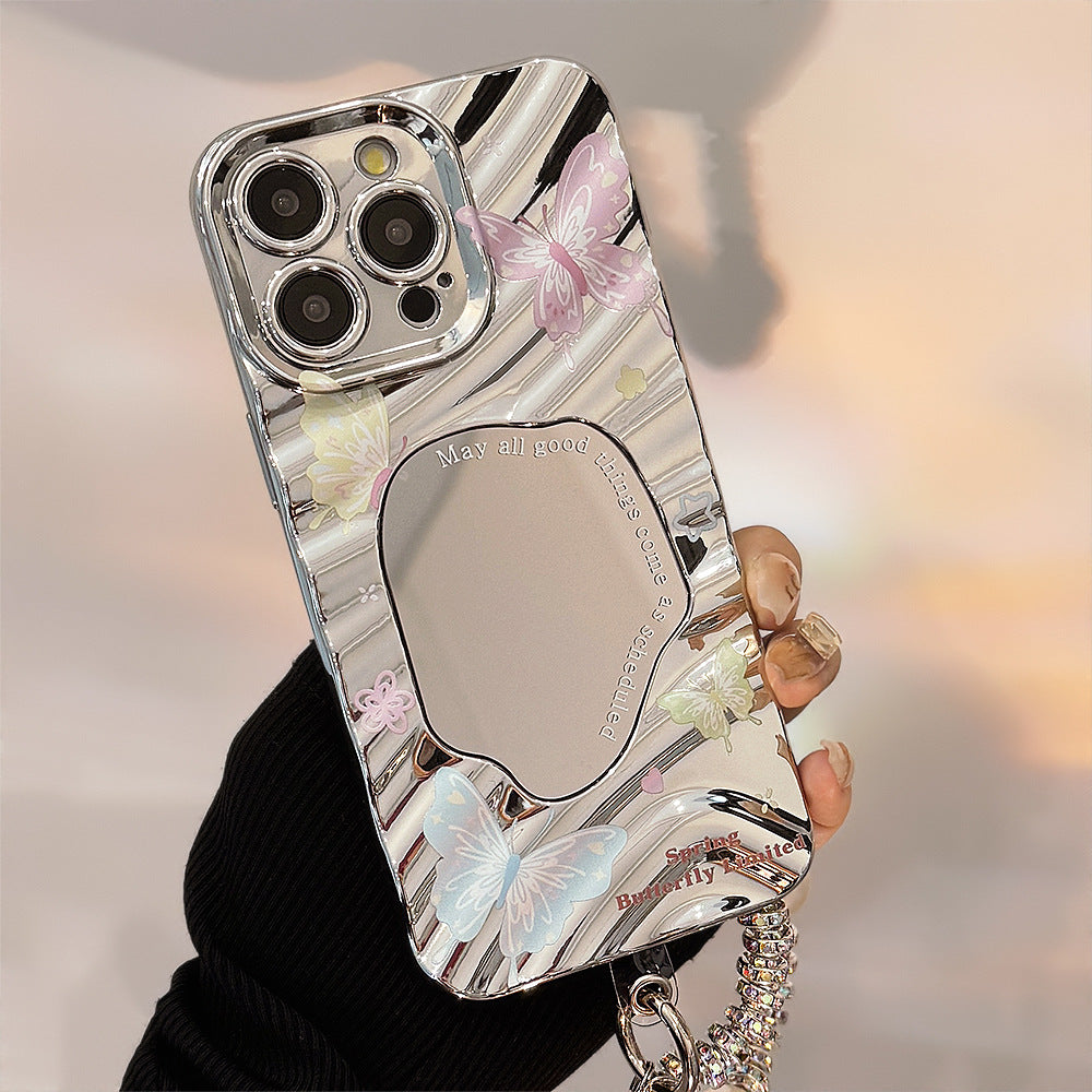 Color butterfly iPhone15 iPhone case 17 premium sense 11 mirror 13promax for 16 lanyard hard