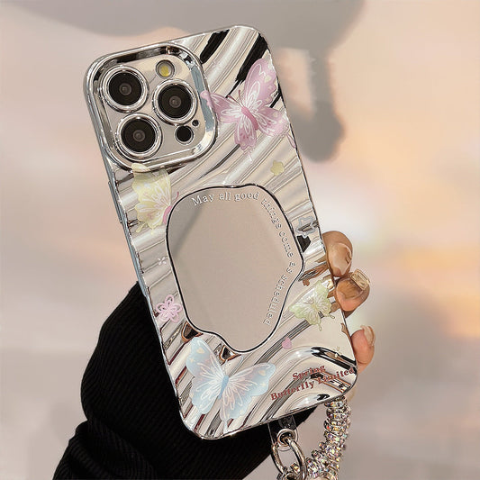 Color butterfly iPhone15 iPhone case 17 premium sense 11 mirror 13promax for 16 lanyard hard