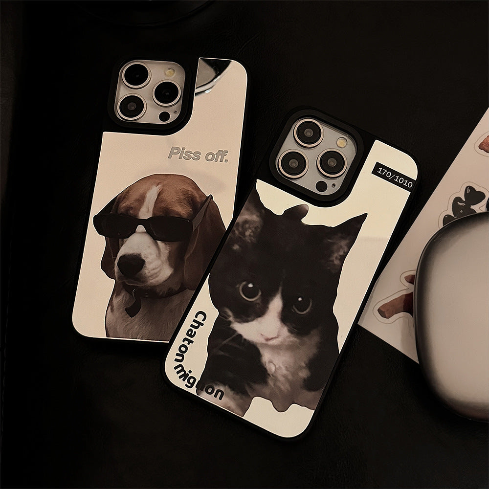 Couple trendy cool cats and dogs are suitable for Apple 16promax mobile phone case personalized iphone17 anti-drop 13 mirror 15 hard