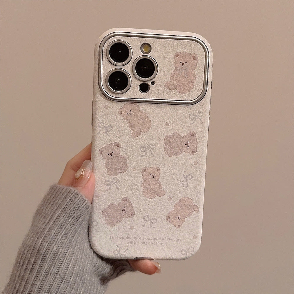 Korean bear holder iphone15 apple 16promax mobile phone case 17 suitable for ins super cute 11/12