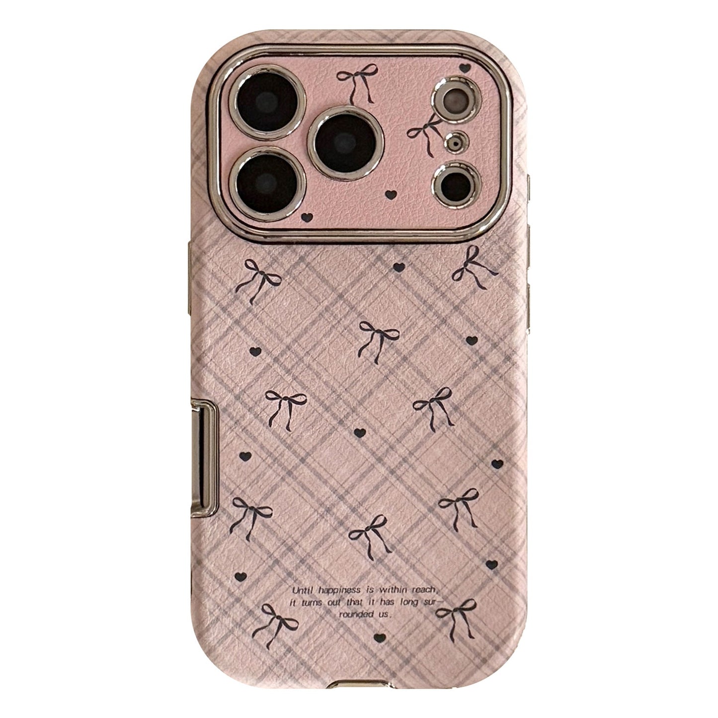 Applicable to Apple 17promax mobile phone case iphone16 leather plaid bow 15 retro 13 soft 12 all-inclusive