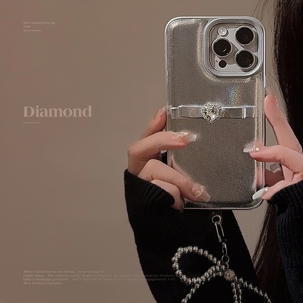 Three-dimensional French bow lanyard suitable for Apple 16 mobile phone case iPhone17promax temperament 11 leather case 13