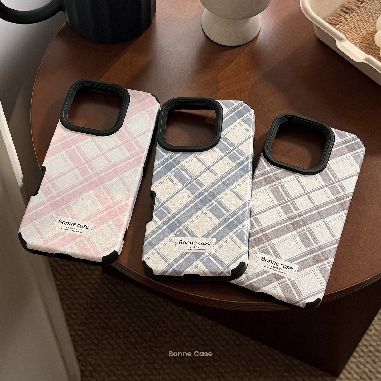 Korean ins leather pattern rhombus for iphone16 apple 17pro max mobile phone case british style 14 advanced 13