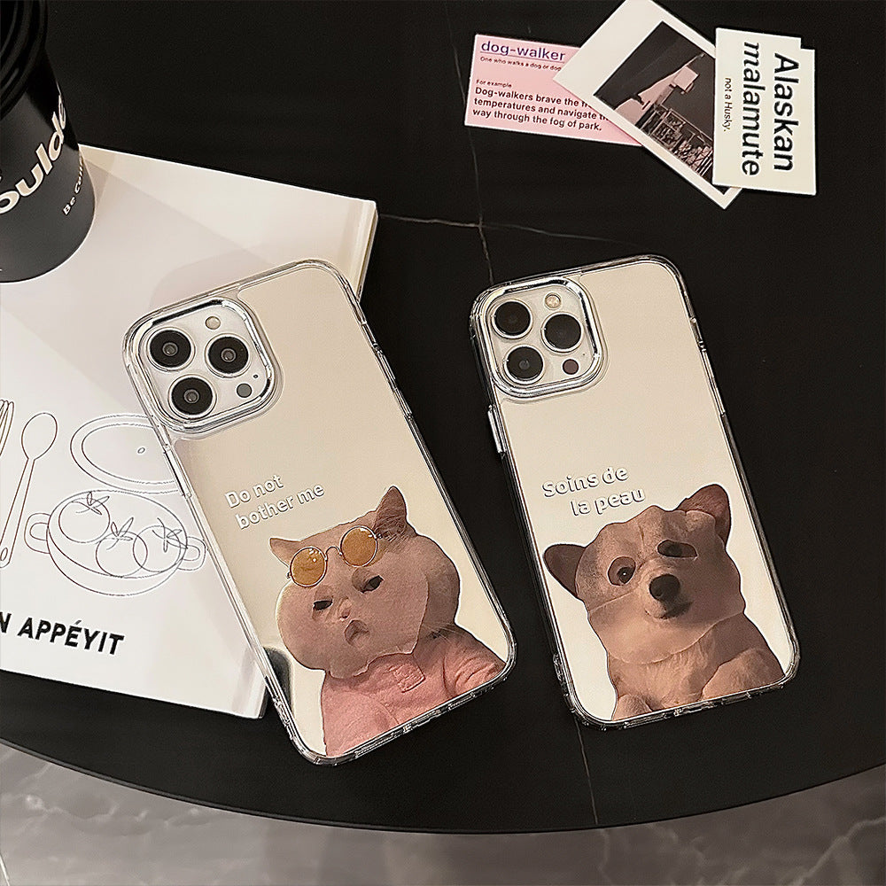 Niche cute mask cat and dog 16 for iPhone17promax Apple 11 couple 15 mirror phone case 12