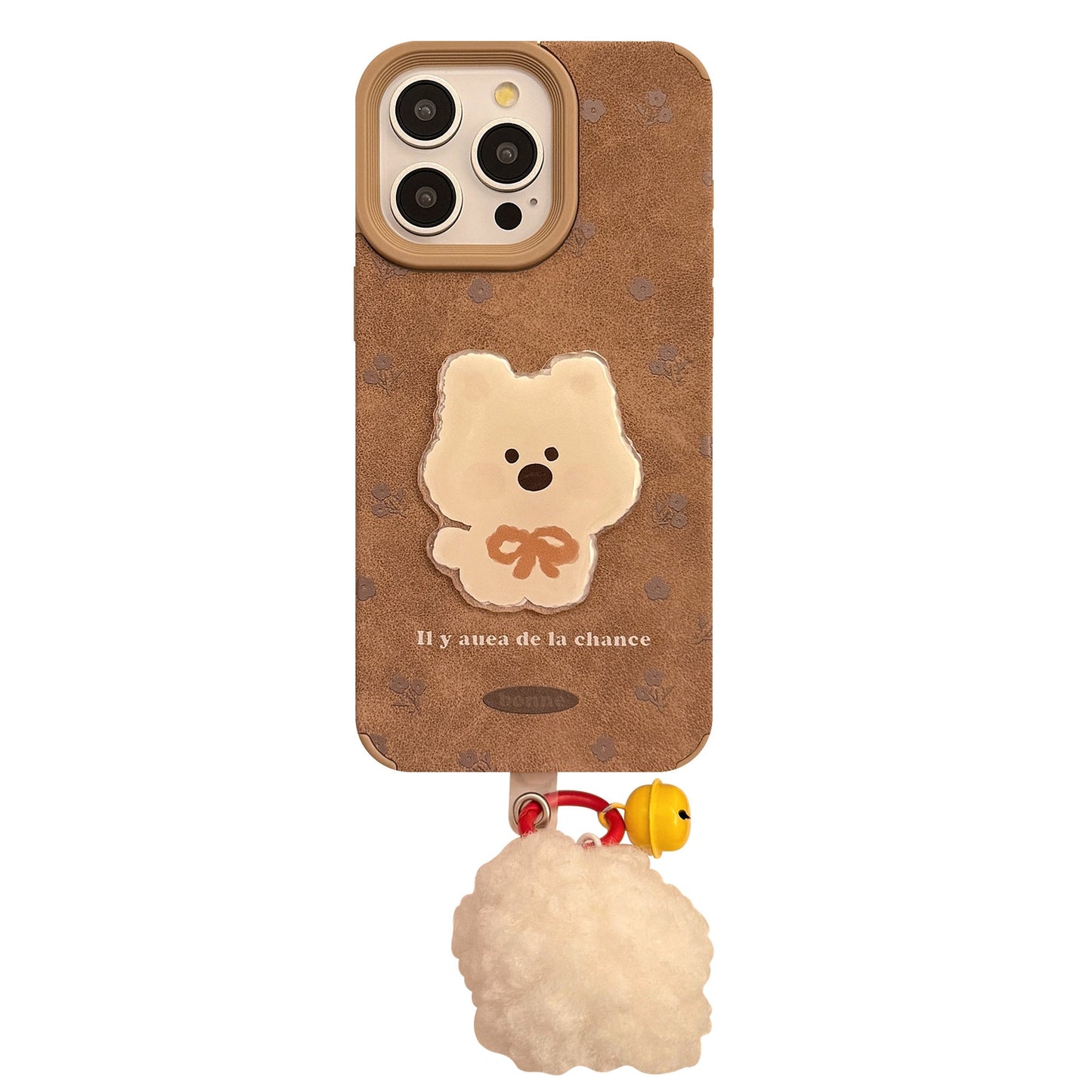 Cortical three-dimensional puppy patch for iphone16 iPhone case 17promax retro 15 pom-pom 13