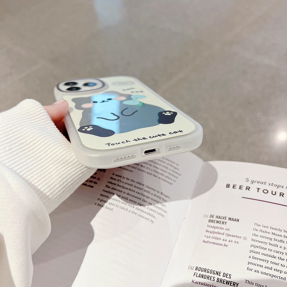 ins cartoon cat suitable for iphone16 mobile phone case 11 apple 15pro max makeup mirror Xs protective case 14