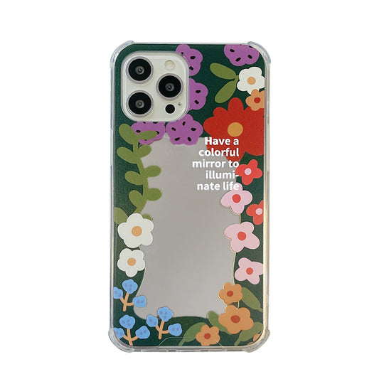 Hanfeng flower smiley face applies to iphone16 iPhone case 17Promax silicone 11 makeup mirror X/15