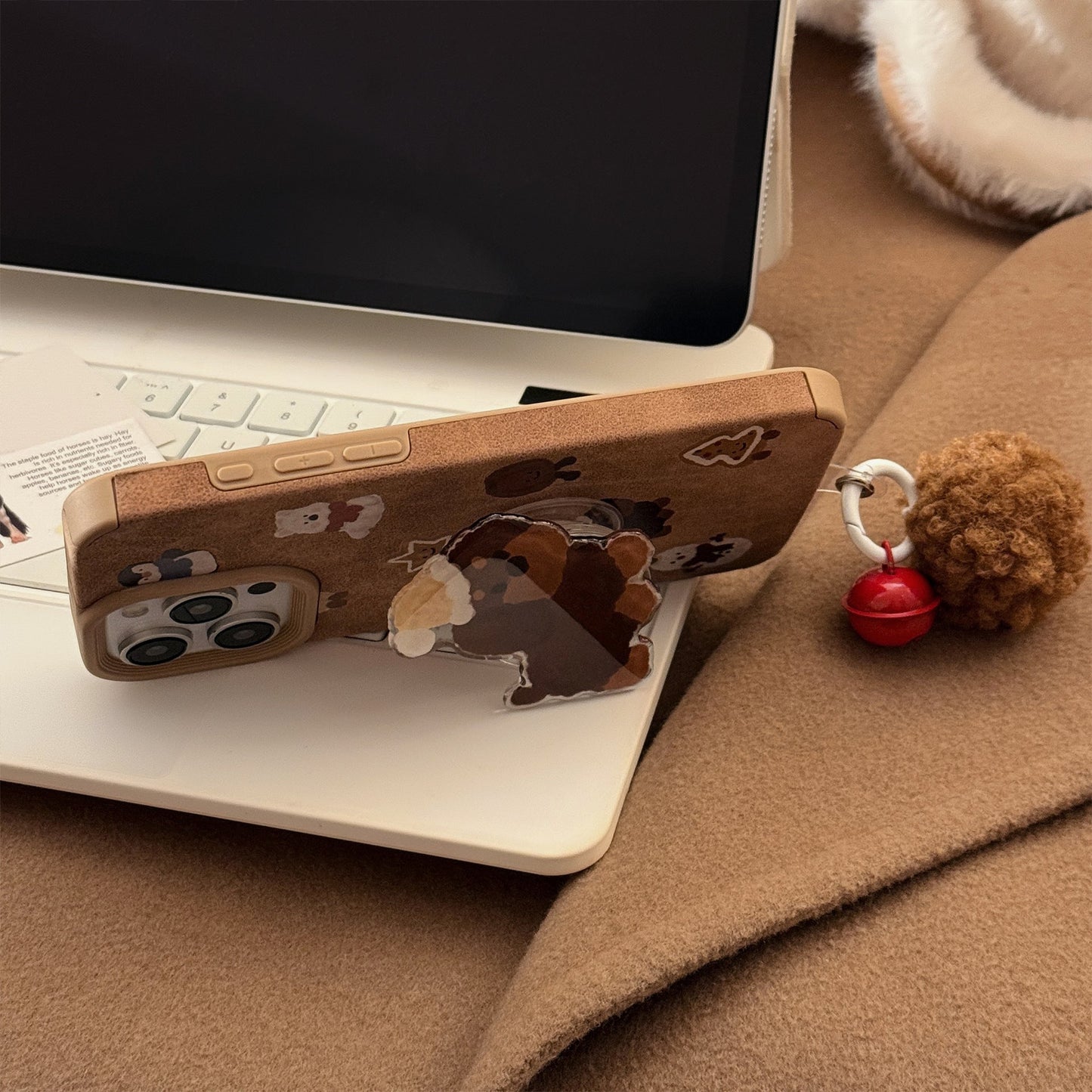 ins suede cartoon sausage for iphone16 iPhone case 17pro max bracket 14 plush rope 13