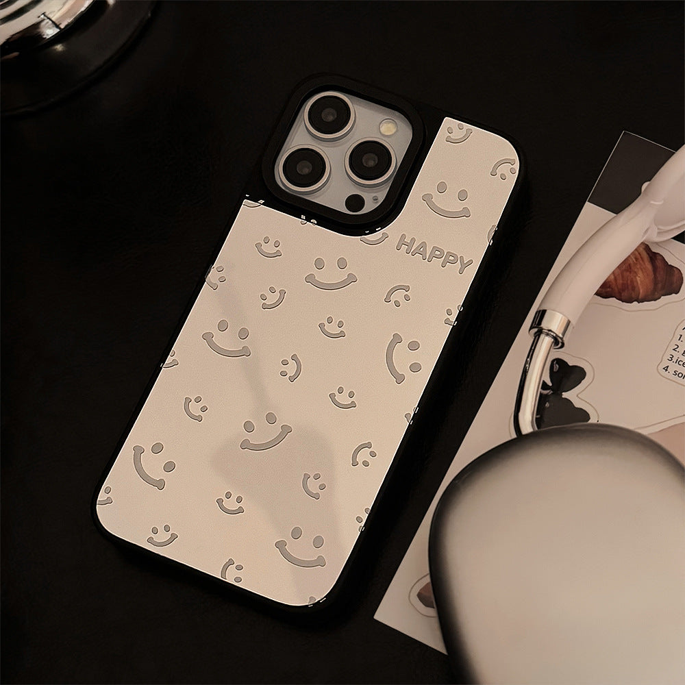 Applicable to Apple 16Pro mobile phone case max mirror smile full screen iphone15 minimalist 13 anti-drop 17 niche hard