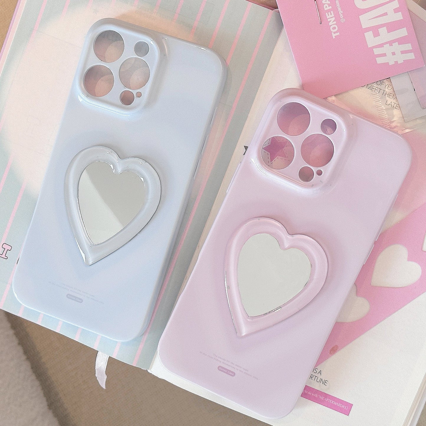 Love mirror three-dimensional application iphone16 mobile phone case Apple 15promax film soft 13 all-inclusive 17 niche