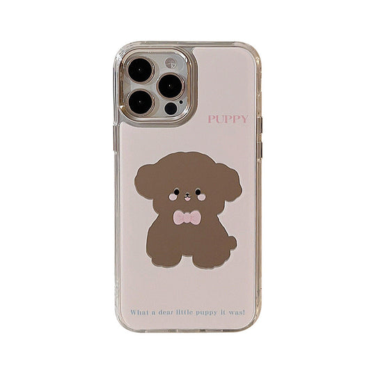 Cute cute pet dog iphone16 is suitable for 17promax Apple mobile phone case 15 electroplated mirror surface 11 generation 12