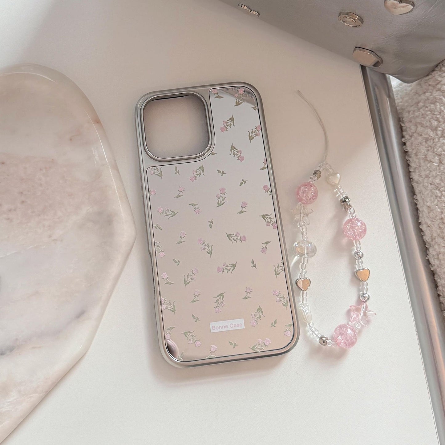 ins pink flower applies to 16 apple 15pro max mobile phone case iphone17 mirror 13 electroplating 15 gentle