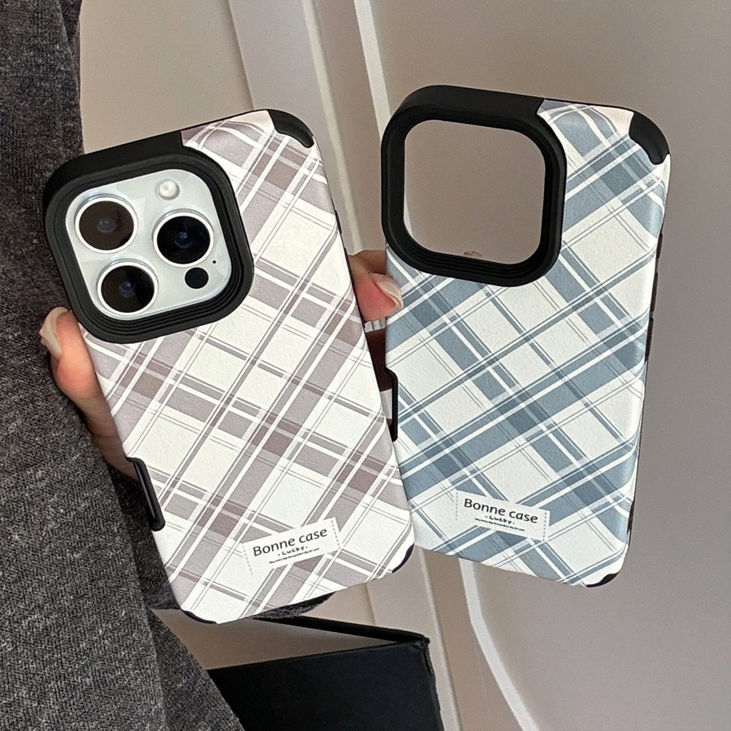 Korean ins leather pattern rhombus for iphone16 apple 17pro max mobile phone case british style 14 advanced 13