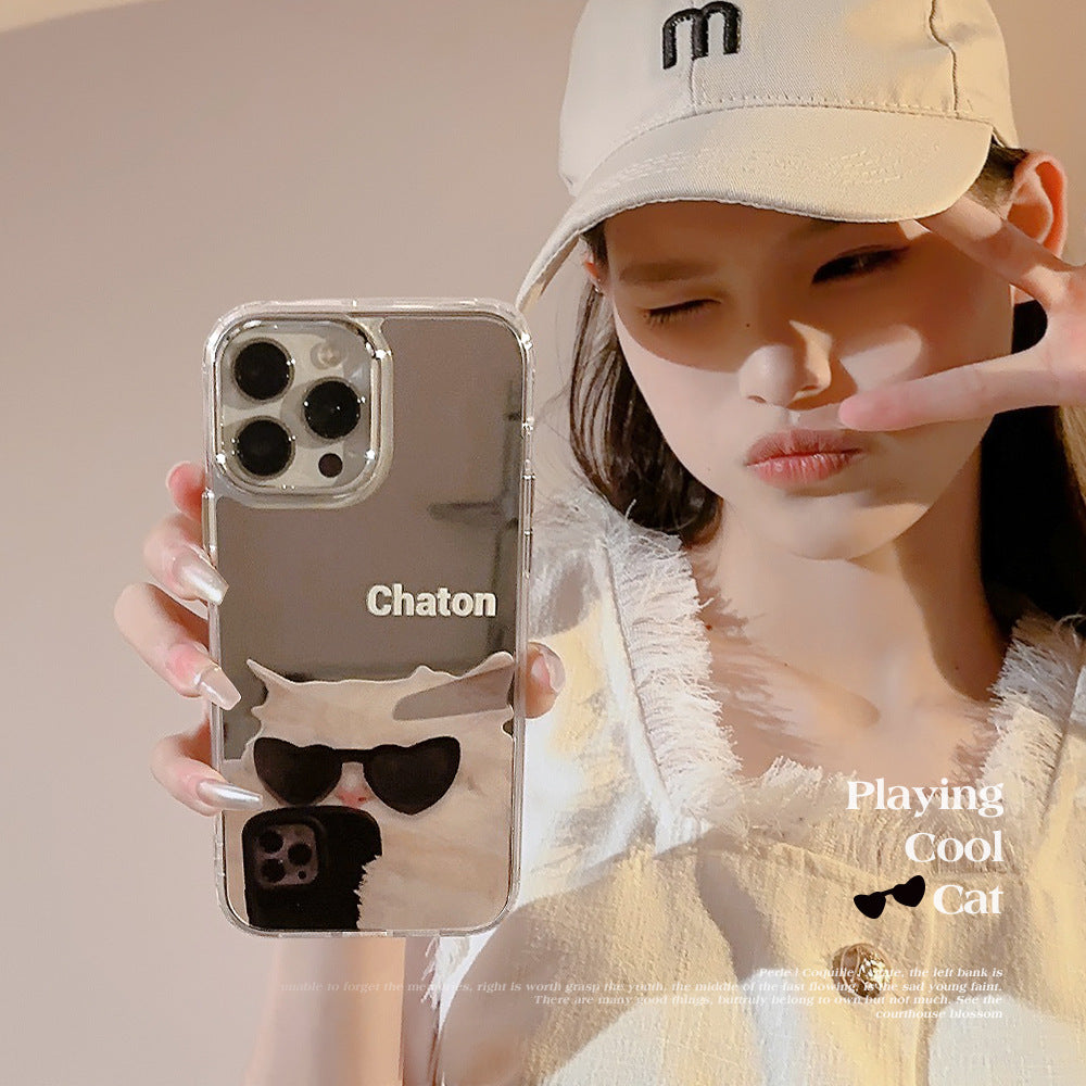 Sunglasses cool cat iPhone17 is suitable for 16promax Apple mobile phone case 11 niche funny 12 mirror 15 generation