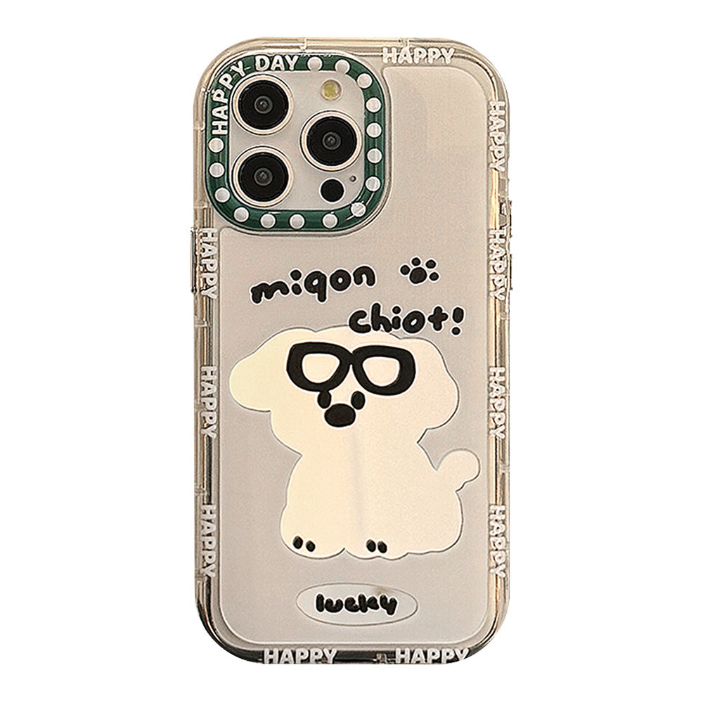 Couple tide Kugou dog mirror for iPhone16 Apple 15 mobile phone case 17ProMax hair 11 hand strap 12