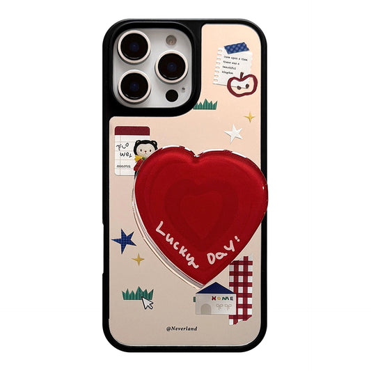 ins Korean cartoon suitable for 16 Apple 17Pro Max mobile phone case iphone14 mirror 13 love bracket 15
