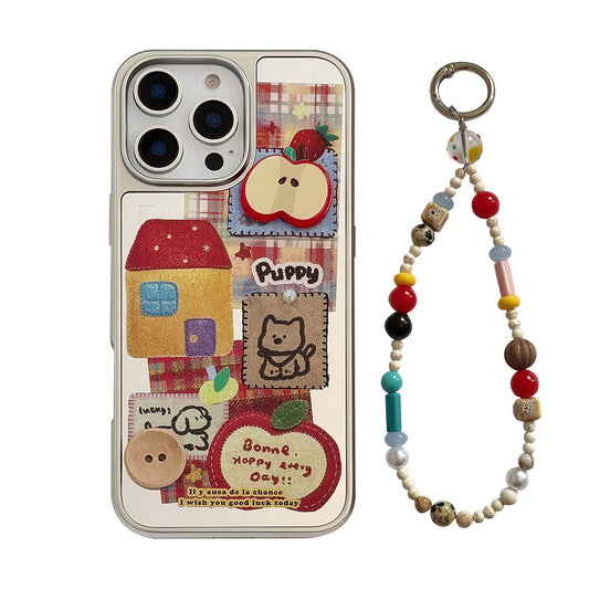 ins three-dimensional red apple cartoon is suitable for iphone16 mobile phone case 17pro max mirror 13 lanyard 14 generation