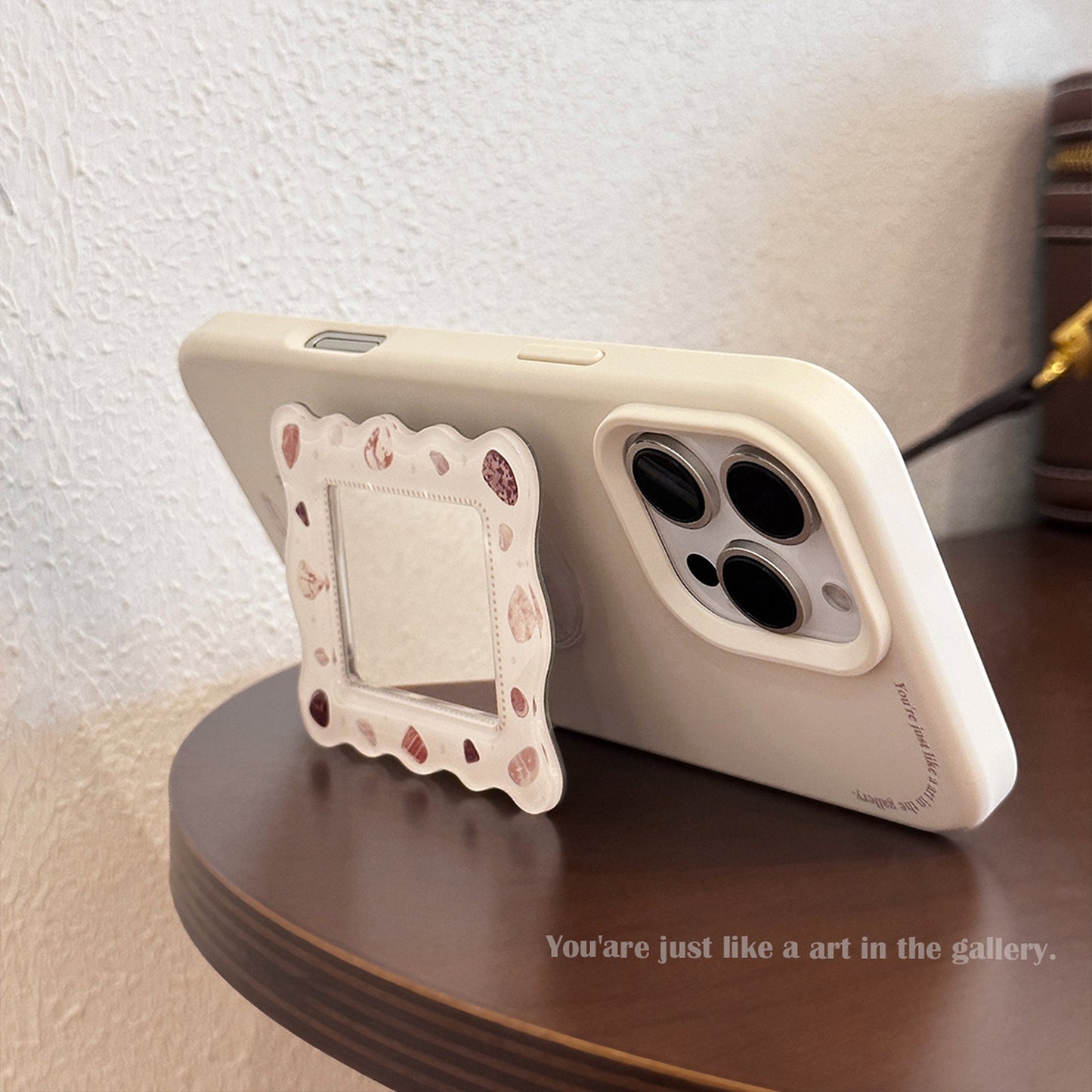 French applicable iphone16 iPhone 17 mobile phone case 15promax shell mirror bracket 13 premium 14 lanyard