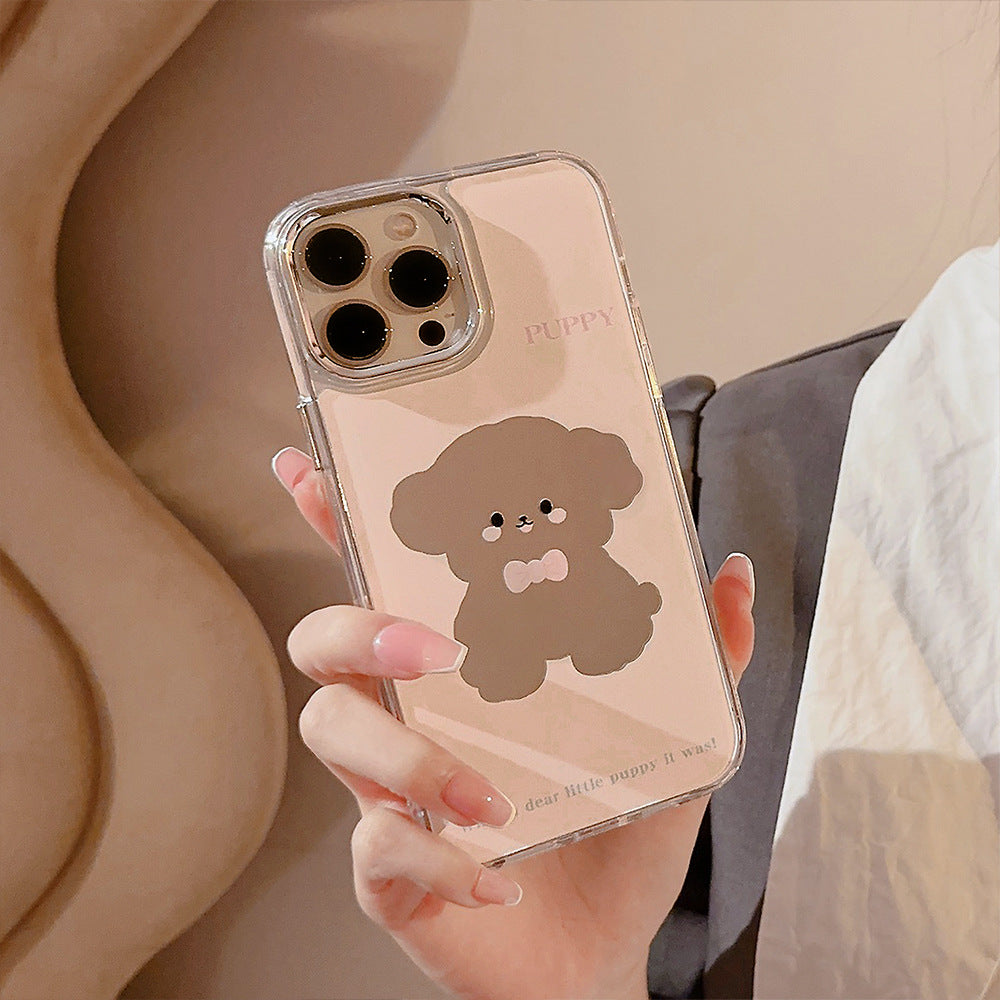 Cute cute pet dog iphone16 is suitable for 17promax Apple mobile phone case 15 electroplated mirror surface 11 generation 12