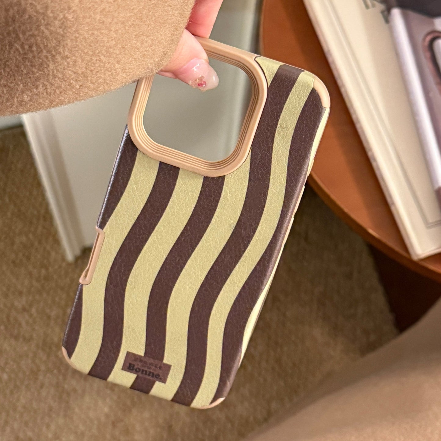 Leather personalized stripes for iphone17 Apple 15promax mobile phone case 14 premium retro 13 generation 16