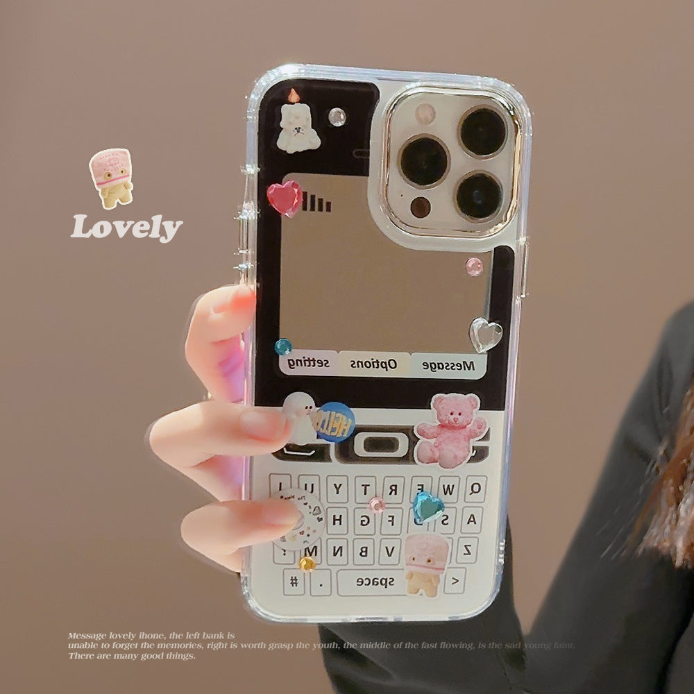 Drill sticker cat and dog iPhone16 iPhone case 17promax electroplated mirror 15 cute 12 suitable for 13 generations