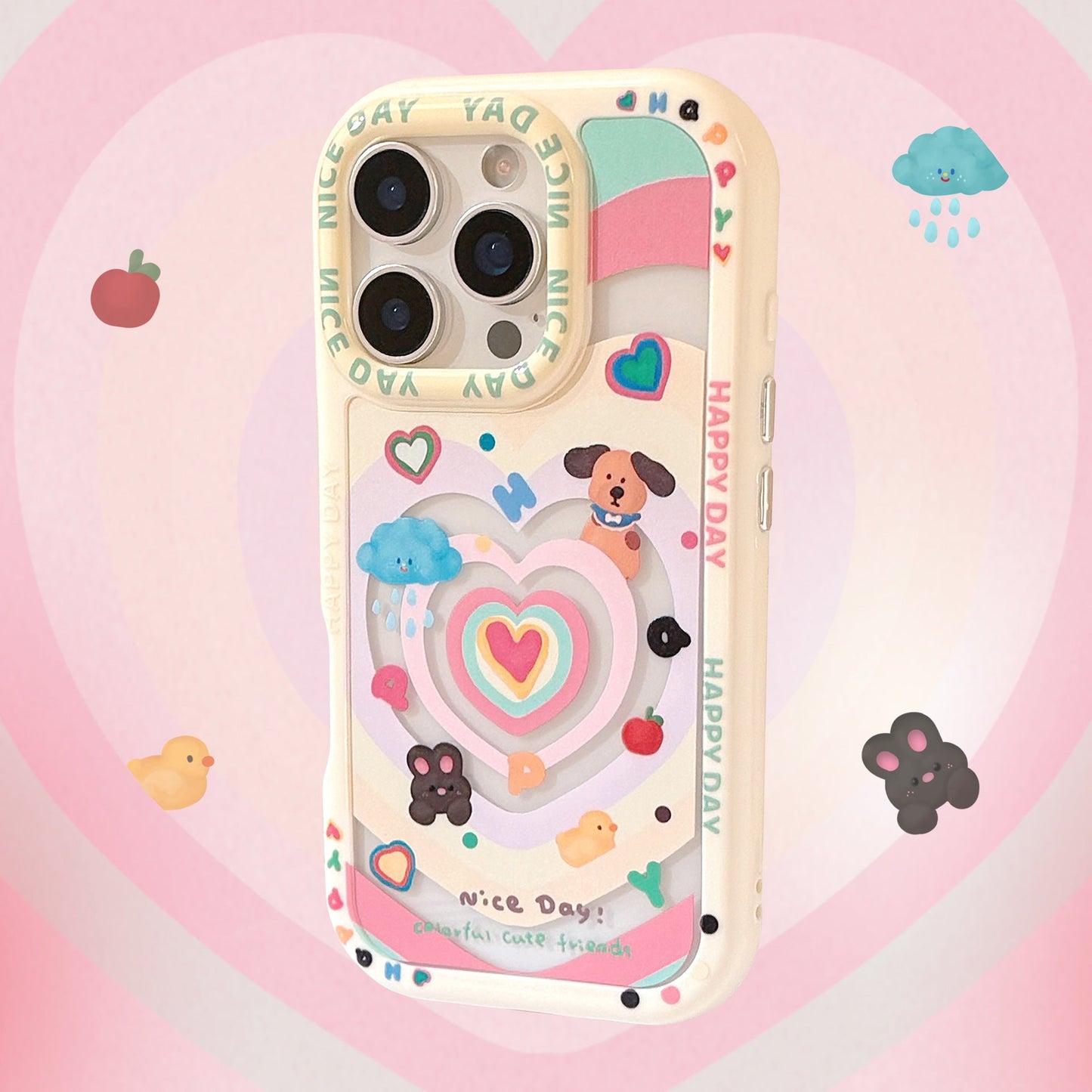 Dopamine love puppy is suitable for Apple 16 mobile phone case iphone17 mirror bracket 15promax delivery 14.